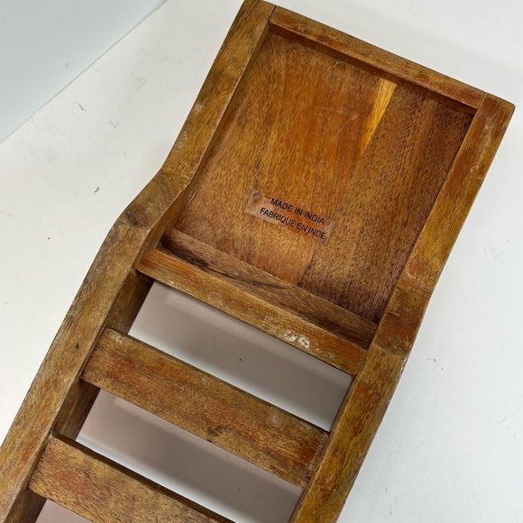 Anthropologie Wood Bath Caddy- Marble Stone Inlay- Made In India- 27” Floral - Picture 6 of 10